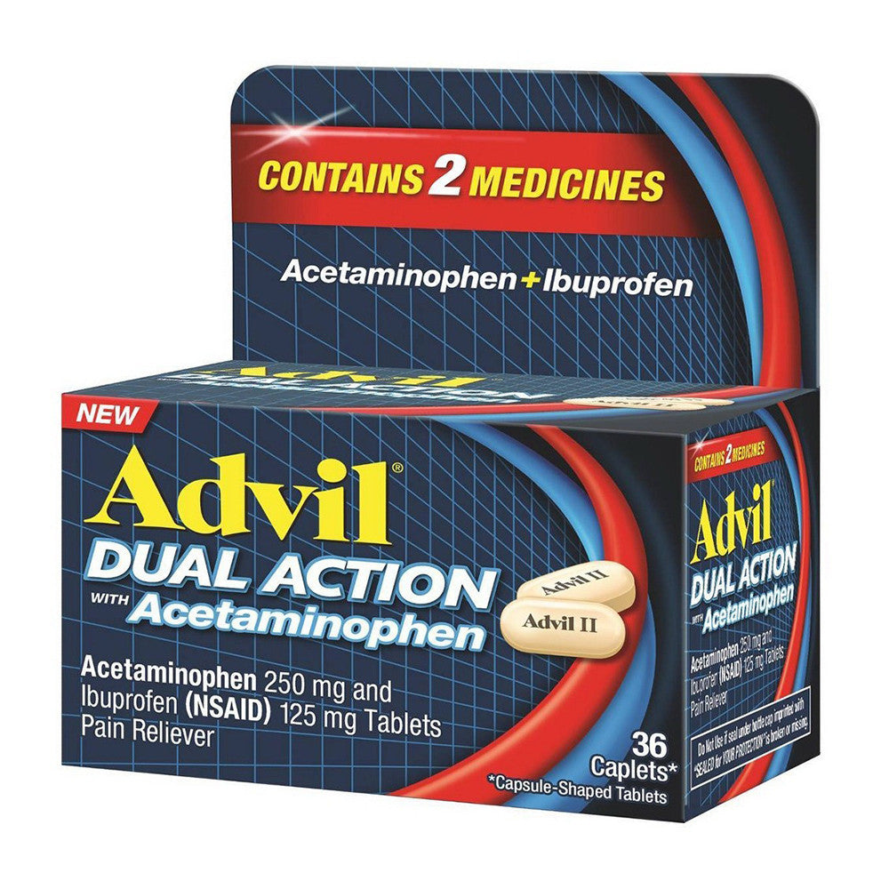 Advil Dual Action With Acetaminophen Caplet, 36 Ea
